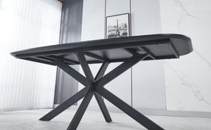 Couch.com Modern Dining Table, MDF With Paper Finish, Metal Leg Powder Coating Gray / Black, Modern Style, Wood Construction, Dark Gray Finish by Couch.com