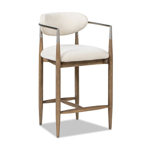 Artemis - Mixed Material Upholstered Counter Stool - Warm White by Couch.com