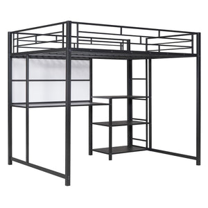 Metal Loft Bed With Desk, 3 Shelves And Ladder by Couch.com