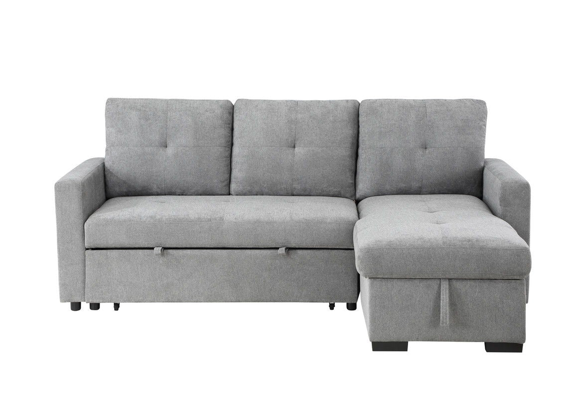 Serenity - Fabric Reversible Sleeper Sectional Sofa With Storage Chaise - Gray by Couch.com