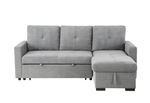 Serenity - Fabric Reversible Sleeper Sectional Sofa With Storage Chaise - Gray by Couch.com