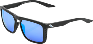 100% Renshaw Sunglasses - Matte Black - HiPER Blue Mirror 60021-00001