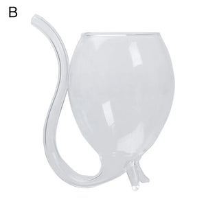 Creative Transparent Glass Vampire Wine Cup with Straw