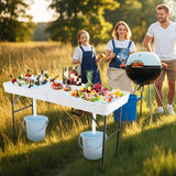 5 FT Folding Ice Cooler Table with Double Sinks for Camping Party Picnic Wedding-White