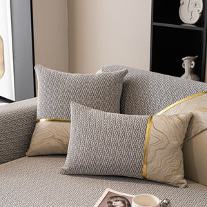 Non-Slip Couch Cover with Gold Trim, Sofa Slipcover for Sectional & Loveseat