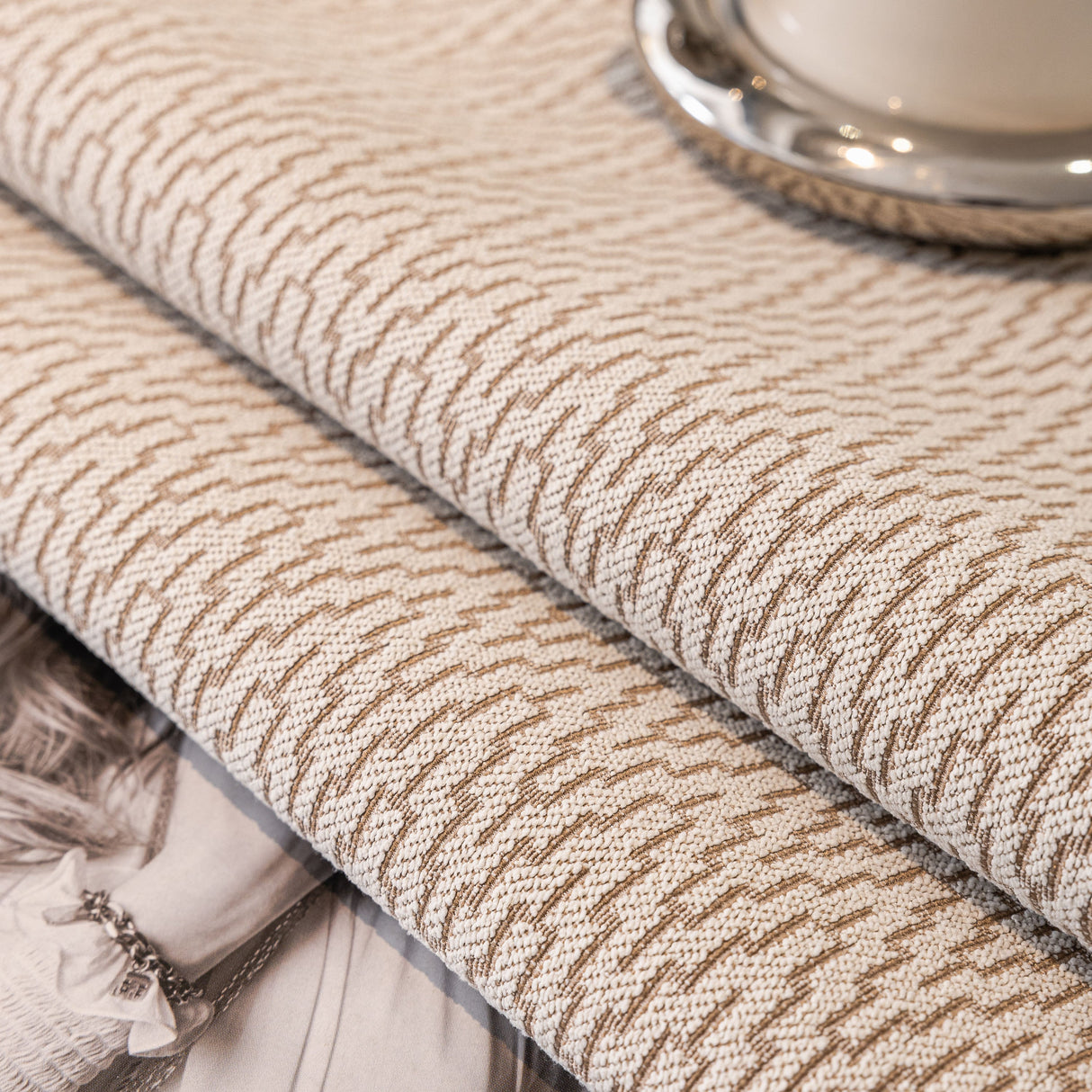 Non-Slip Couch Cover with Gold Trim, Sofa Slipcover for Sectional & Loveseat