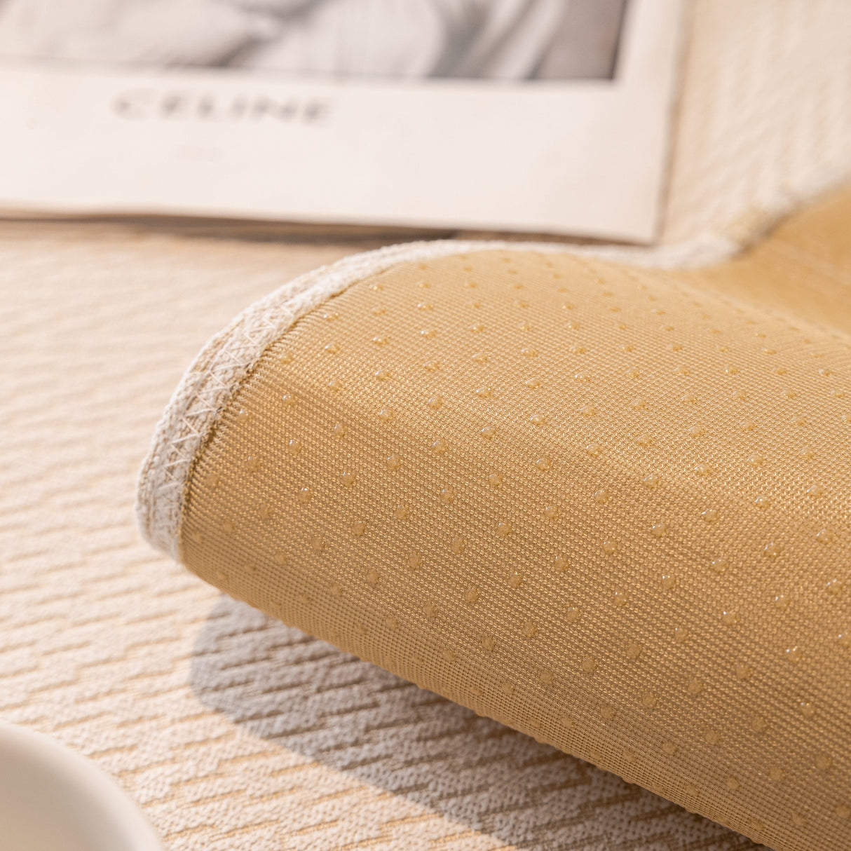 Non-Slip Couch Cover with Gold Trim, Sofa Slipcover for Sectional & Loveseat