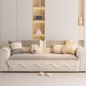 Dog Washable Sofa Protector Cover, Non-Slip Couch Slipcover with Soft Furry Trim