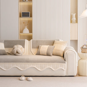 Dog Washable Sofa Protector Cover, Non-Slip Couch Slipcover with Soft Furry Trim