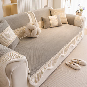 Dog Washable Sofa Protector Cover, Non-Slip Couch Slipcover with Soft Furry Trim