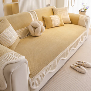 Dog Washable Sofa Protector Cover, Non-Slip Couch Slipcover with Soft Furry Trim