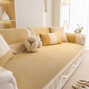 Dog Washable Sofa Protector Cover, Non-Slip Couch Slipcover with Soft Furry Trim