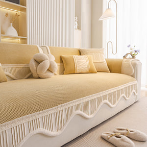 Dog Washable Sofa Protector Cover, Non-Slip Couch Slipcover with Soft Furry Trim