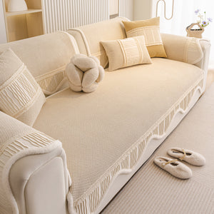 Dog Washable Sofa Protector Cover, Non-Slip Couch Slipcover with Soft Furry Trim