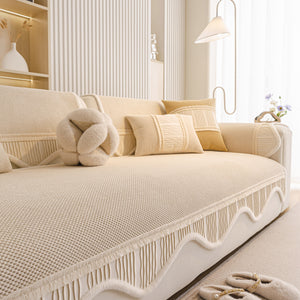 Dog Washable Sofa Protector Cover, Non-Slip Couch Slipcover with Soft Furry Trim