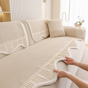 Dog Washable Sofa Protector Cover, Non-Slip Couch Slipcover with Soft Furry Trim