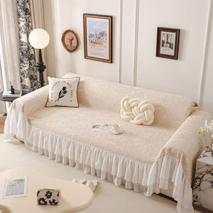 French Chic Style Ruffle Floral Cover Throws for Sofas, Decorative Couch Covers