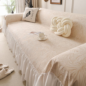 French Chic Style Ruffle Floral Cover Throws for Sofas, Decorative Couch Covers