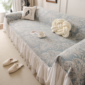 French Chic Style Ruffle Floral Cover Throws for Sofas, Decorative Couch Covers
