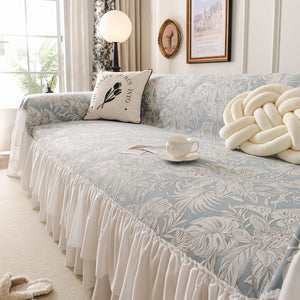 French Chic Style Ruffle Floral Cover Throws for Sofas, Decorative Couch Covers