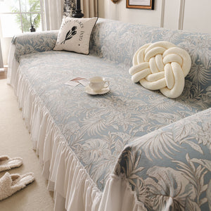 French Chic Style Ruffle Floral Cover Throws for Sofas, Decorative Couch Covers