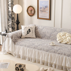 French Chic Style Ruffle Floral Cover Throws for Sofas, Decorative Couch Covers