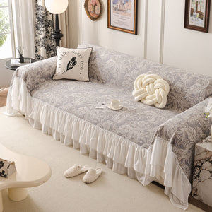 French Chic Style Ruffle Floral Cover Throws for Sofas, Decorative Couch Covers