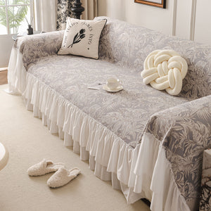 French Chic Style Ruffle Floral Cover Throws for Sofas, Decorative Couch Covers
