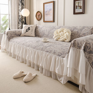 French Chic Style Ruffle Floral Cover Throws for Sofas, Decorative Couch Covers