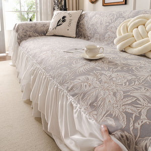 French Chic Style Ruffle Floral Cover Throws for Sofas, Decorative Couch Covers