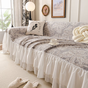 French Chic Style Ruffle Floral Cover Throws for Sofas, Decorative Couch Covers