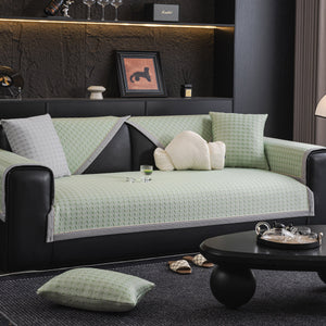 Houndstooth Ice Silk Breathable Sofa Cover, Modern Non-Slip Summer Couch Protector