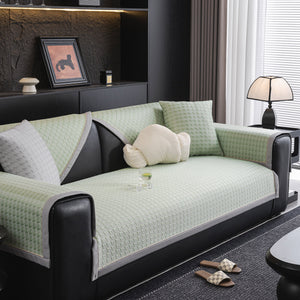 Houndstooth Ice Silk Breathable Sofa Cover, Modern Non-Slip Summer Couch Protector