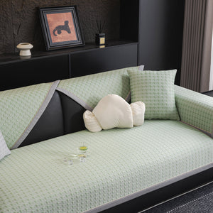 Houndstooth Ice Silk Breathable Sofa Cover, Modern Non-Slip Summer Couch Protector