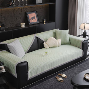 Houndstooth Ice Silk Breathable Sofa Cover, Modern Non-Slip Summer Couch Protector