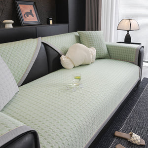 Houndstooth Ice Silk Breathable Sofa Cover, Modern Non-Slip Summer Couch Protector