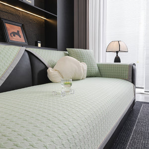 Houndstooth Ice Silk Breathable Sofa Cover, Modern Non-Slip Summer Couch Protector