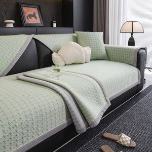 Houndstooth Ice Silk Breathable Sofa Cover, Modern Non-Slip Summer Couch Protector