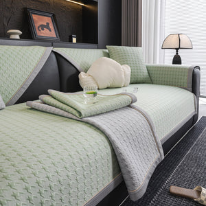 Houndstooth Ice Silk Breathable Sofa Cover, Modern Non-Slip Summer Couch Protector