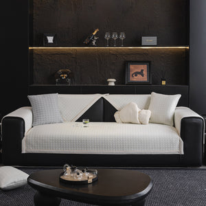 Houndstooth Ice Silk Breathable Sofa Cover, Modern Non-Slip Summer Couch Protector