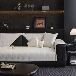 Houndstooth Ice Silk Breathable Sofa Cover, Modern Non-Slip Summer Couch Protector