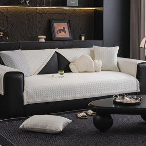 Houndstooth Ice Silk Breathable Sofa Cover, Modern Non-Slip Summer Couch Protector