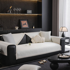 Houndstooth Ice Silk Breathable Sofa Cover, Modern Non-Slip Summer Couch Protector