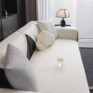 Houndstooth Ice Silk Breathable Sofa Cover, Modern Non-Slip Summer Couch Protector
