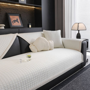 Houndstooth Ice Silk Breathable Sofa Cover, Modern Non-Slip Summer Couch Protector