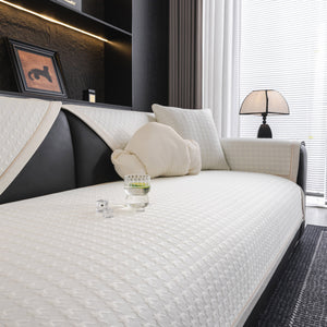 Houndstooth Ice Silk Breathable Sofa Cover, Modern Non-Slip Summer Couch Protector