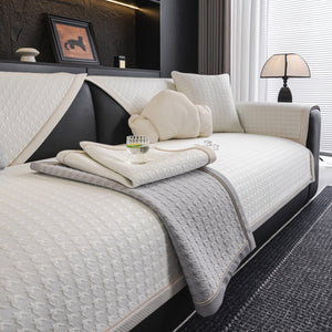 Houndstooth Ice Silk Breathable Sofa Cover, Modern Non-Slip Summer Couch Protector
