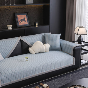 Houndstooth Ice Silk Breathable Sofa Cover, Modern Non-Slip Summer Couch Protector