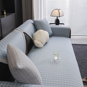 Houndstooth Ice Silk Breathable Sofa Cover, Modern Non-Slip Summer Couch Protector