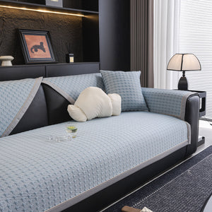 Houndstooth Ice Silk Breathable Sofa Cover, Modern Non-Slip Summer Couch Protector
